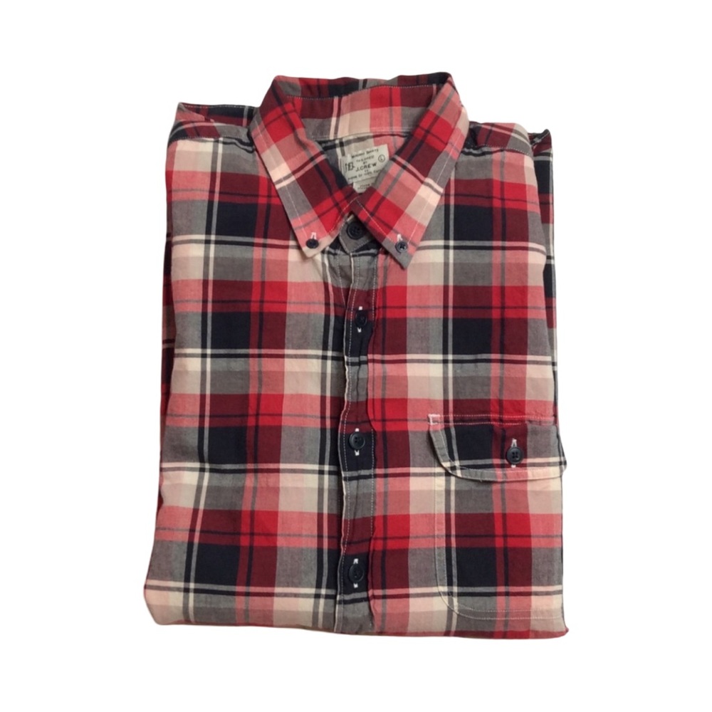 J Crew Madras Plaid Shirt Mens Size L Long Sleeve Style 37801